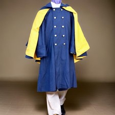 Men's Blue Inverness Cape Coat Victorian Style Winter Outerwear Cape