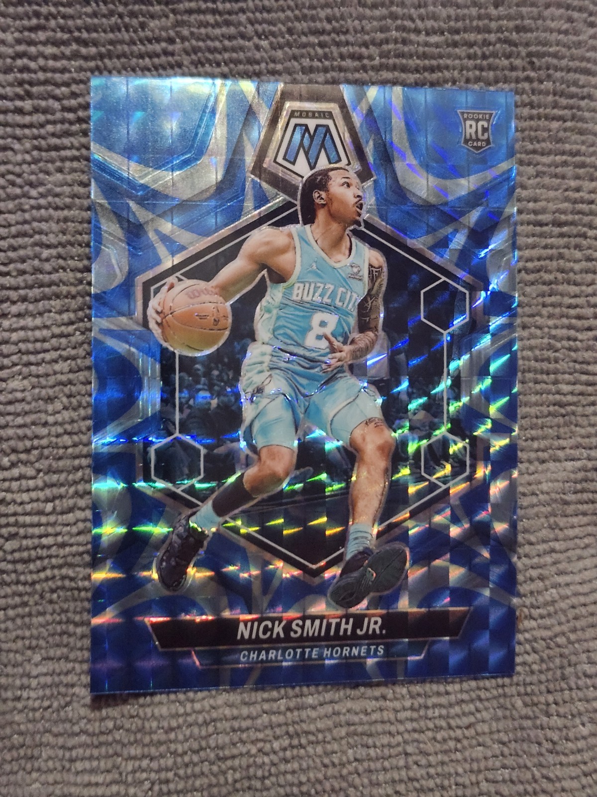 2023-24 Panini Mosaic - Rookies Nick Smith Jr. #242 Reactive Blue Mosaic...