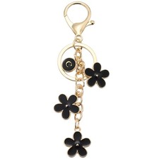 Alphabet C Tassel Flower Initial Letter Keychain Black, Pack of 1 