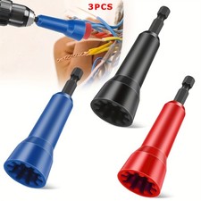 3pcs Efficient Wire Twisters w/1/4" Chuck, Drill - Compatible Wire Nut Spinners