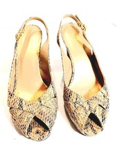 Stuart Weitzman Snakeskin Peek Toe Sling Back Pumps Size 8 Mushroom...