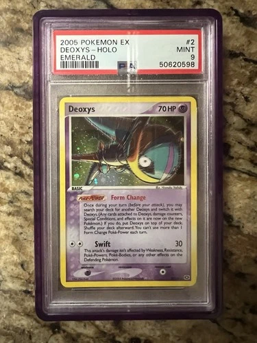 Deoxys Holo #2 EX Emerald PSA 9 Mint With Amethyst Graded Guard