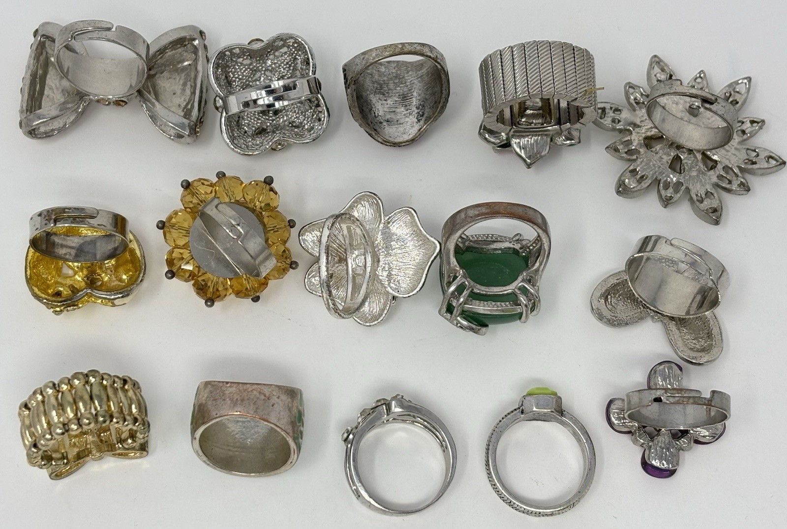 Chunky Statement Rhinestone Cocktail Ring Lot 15 … - image 11