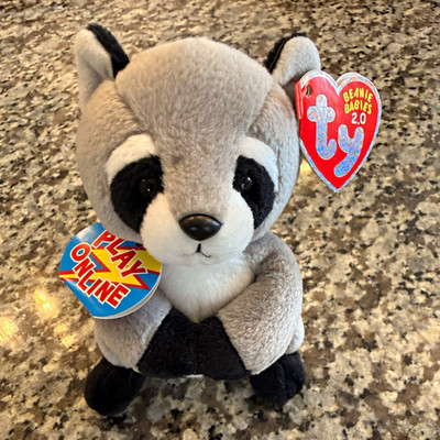 Online Gaming Ty Beanie Babies 2.0 Ricky Raccoon Stuffed Animal w/ Hang Tags