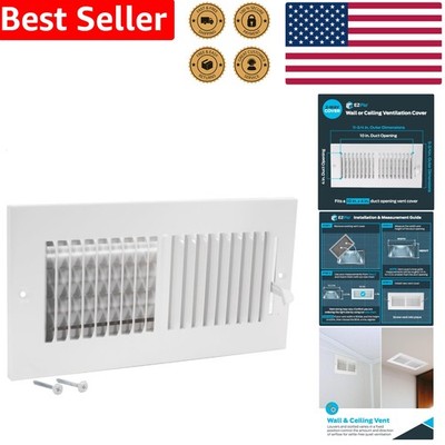 White 10x4 Steel Air Vent Cover for Wall or Ceiling with Adjustable Dampers