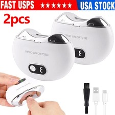 2pcs Safety Electric Automatic Nail Clippers Toe Thick Nails Cutter Pedicure