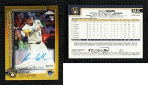 2025 Topps Chrome Rookie Auto Gold Refractor /50 Isaac Collins #RA-IC Auto RC