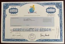 2007 YAHOO! Stock Certificate - 1 Share  TERRY SEMEL facsimile  Immaculate!