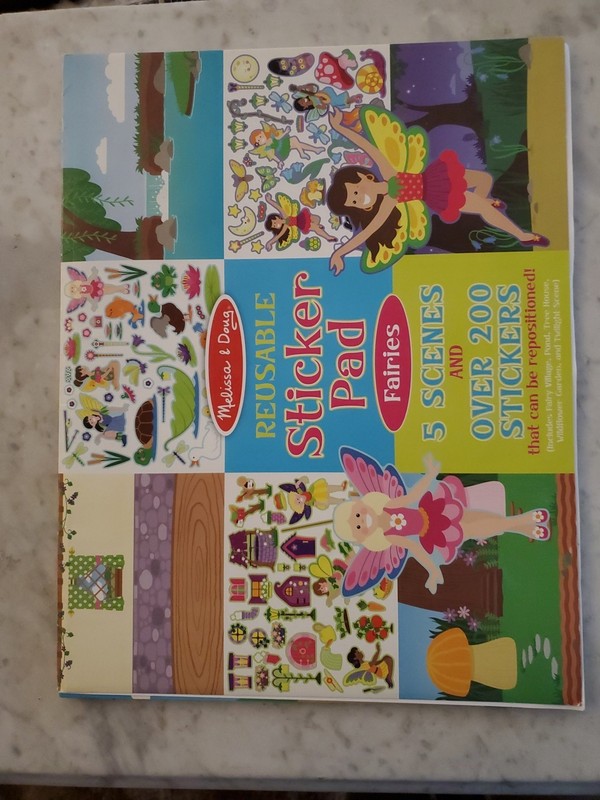 Melissa & Doug Sticker Pad-Fairies GUC repositionable 5 Scenes 200 Stickers Fun!