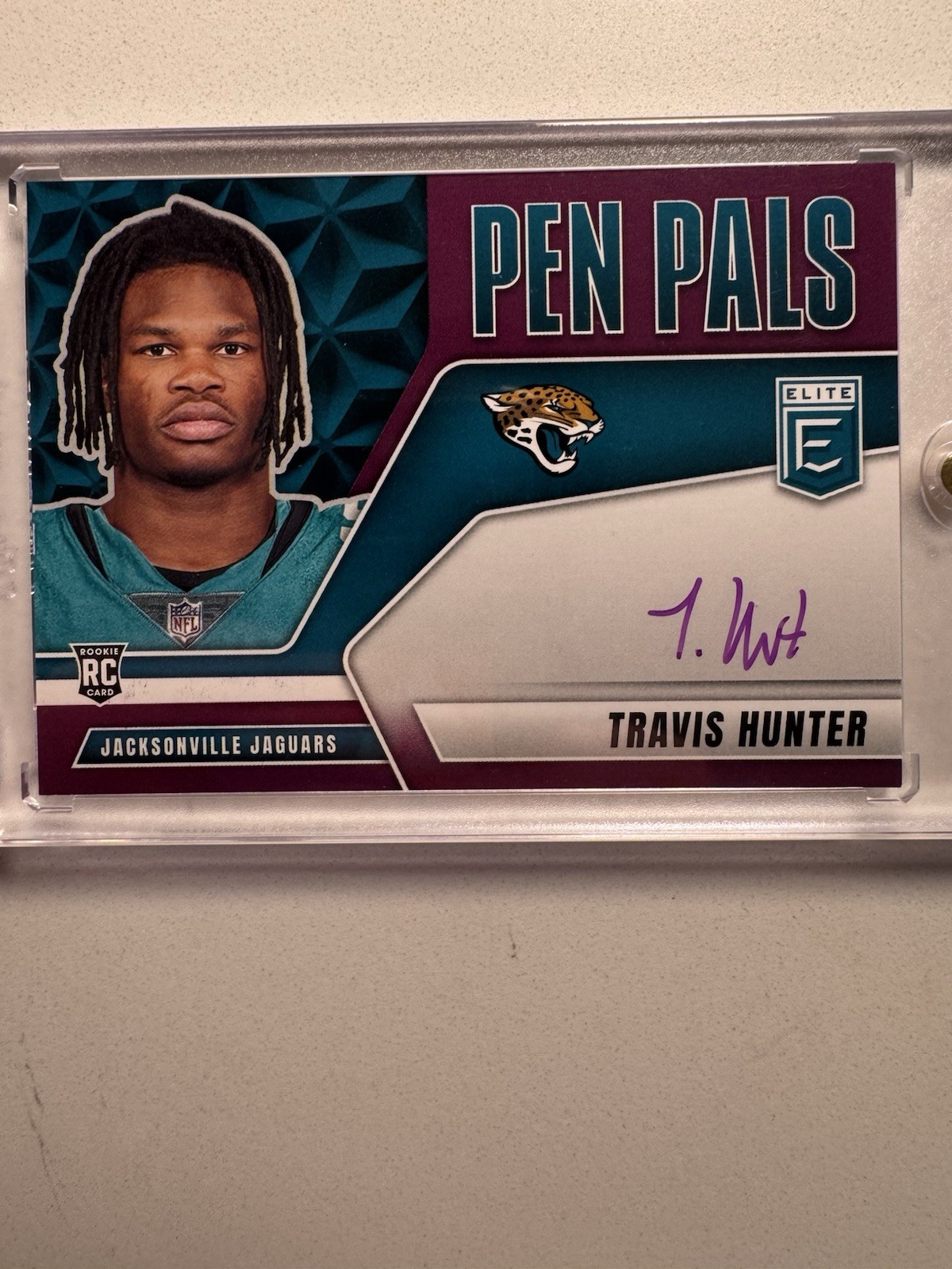 2025 Donruss Elite Pen Pals Travis Hunter RC Auto PURPLE Ink ON CARD, PP-THU 🦬