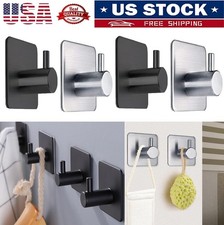 4x Adhesive Towel Hooks Heavy Duty Stick on Wall Hooks Shower Hooks Kitchen US