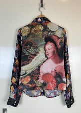 Camisa Blusa Obra Arte Seda OILILY Arte Para Usar Renacimiento Barroco Floral M-L