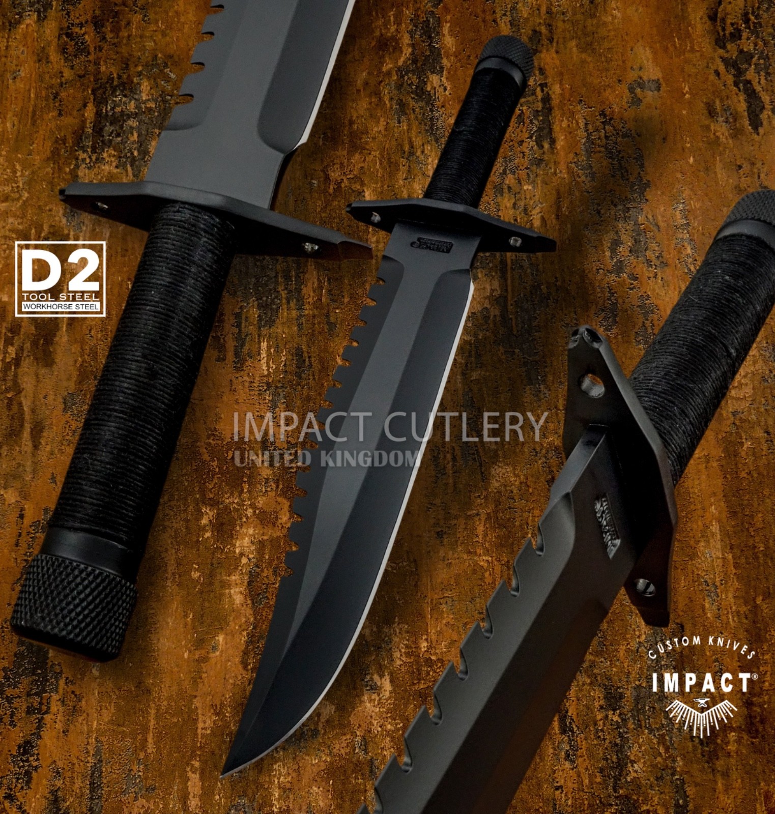 Model # 5998 Impact Cutlery Custom Handmade Rambo Bowie Knife  | D2 Steel