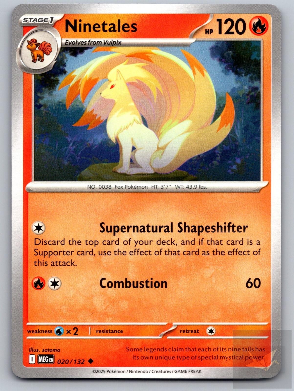 Ninetales 020/132 Uncommon Mega Evolution Pokemon Near Mint