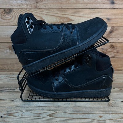 Nike Turnschuhe Herren Größe UK 7 Air Jordan 1 Flight Triple Schwarz Basketballschuhe