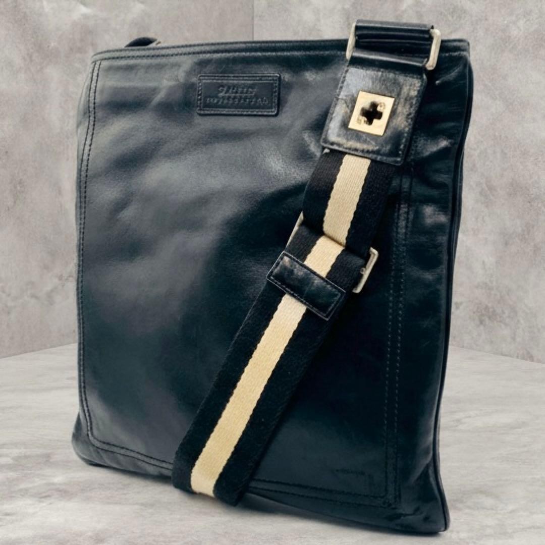 authentic bally crossbody bag shoulder leather y2k vintage line black rare