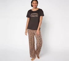 Anybody Women's Petite Sleepwear PM Lush Jersey Sleep Set with Blk/Blue A684283