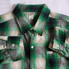 Vintage CalTop Flannel Shirt Mens 4XL Green Black Plaid Lowrider Made in USA
