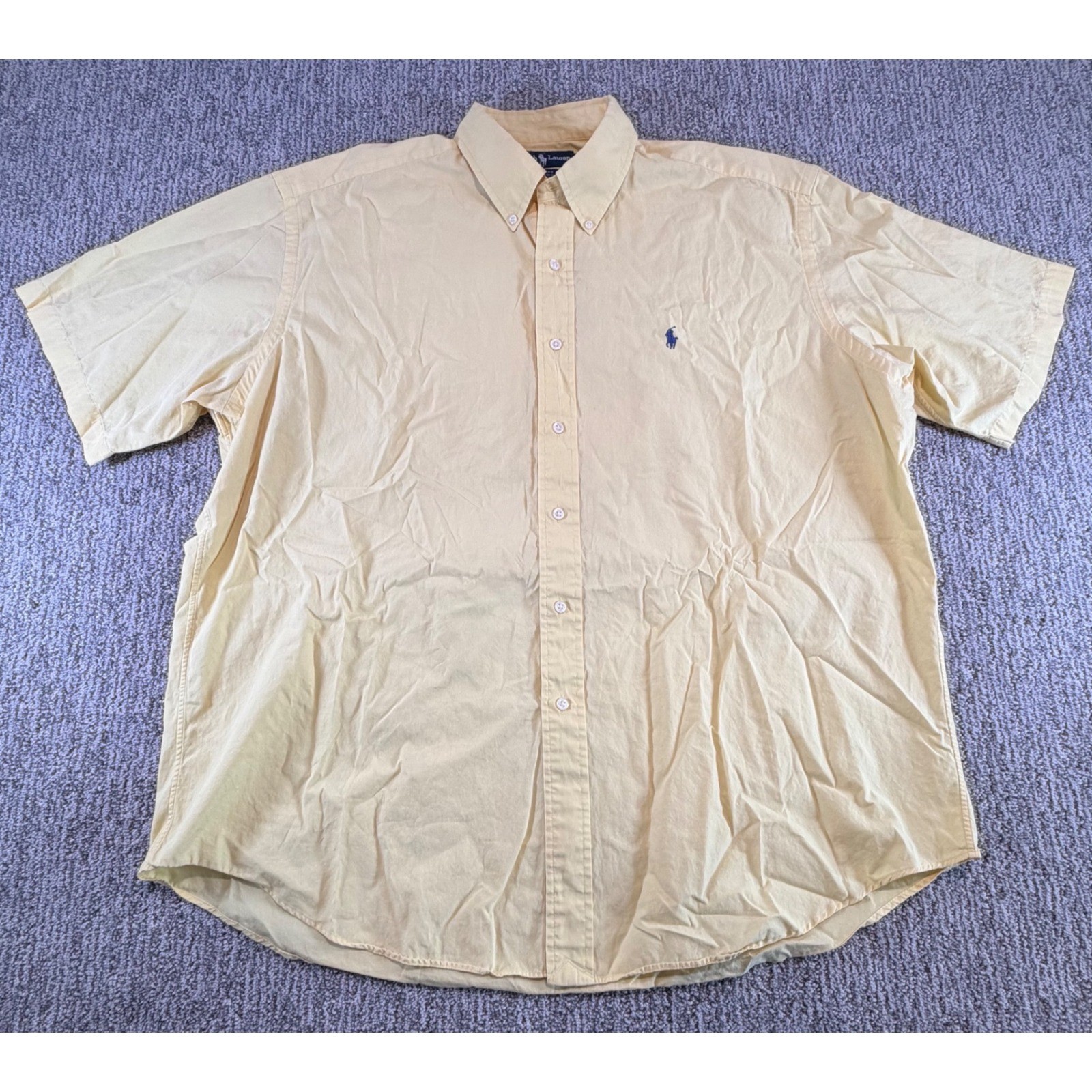 Polo Ralph Lauren Button Down Shirt Mens XL Yellow Blake Short Sleeve Cotton