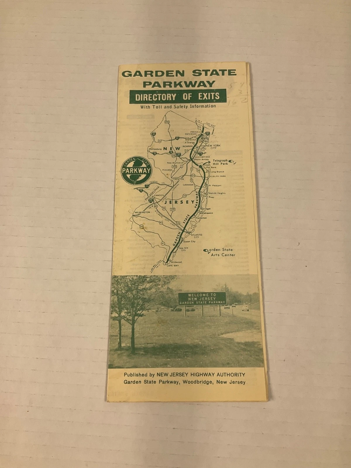 Vintage 1952 Garden State Parkway Directory of Exits~Toll & Safety Info Brochure - product detail image 1