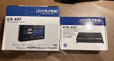 Open Box Alpine iLX-407 7'' Carplay Radio& Alpine KTA-450 4 Channel amp free ship