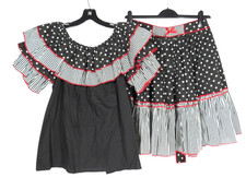FANCY FASHIONS Polka-Dots/Stripes SQUARE DANCING Ruffle BLOUSE/SKIRT Outfit Sz L