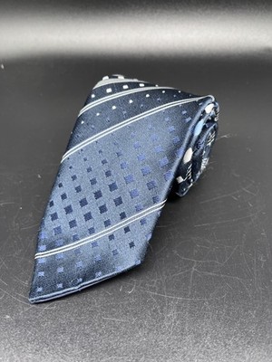 First Class Herren Krawatte 142cm * 7cm Blau Polyester Gestreift