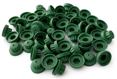 500, 16 mm Bi Sechskant Wacholder grün Sechskantkappen passend für TEK Dachschrauben mit 8 mm Kopf