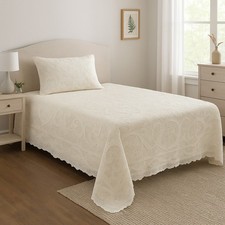 Doppelbettdecke reines Leinen handbestickt mit Burano Cluster Elegant Luxus