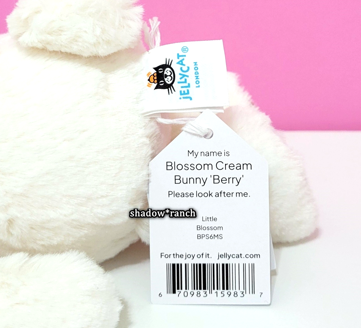 Jellycat LITTLE BLOSSOM CREAM BUNNY BERRY - Small 8