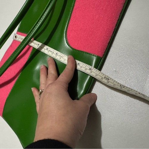 Clinique Green Pink PVC Felt Vintage Retro Style Bag Purse Glasses Makeup Case - Picture 8 of 8