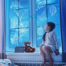 40 Pcs Leaf Window Decals for Birds Strikes Large Size Anti-Collision Window Cli