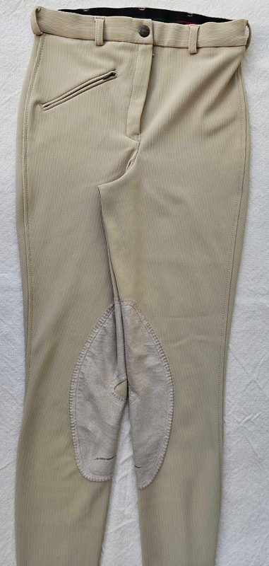 TuffRider Ribbed Breeches Knee Patch Size 26L Women's Beige Riding Pants