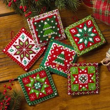 Bucilla® Holiday Quilt Squares Felt & Sequin Kit
