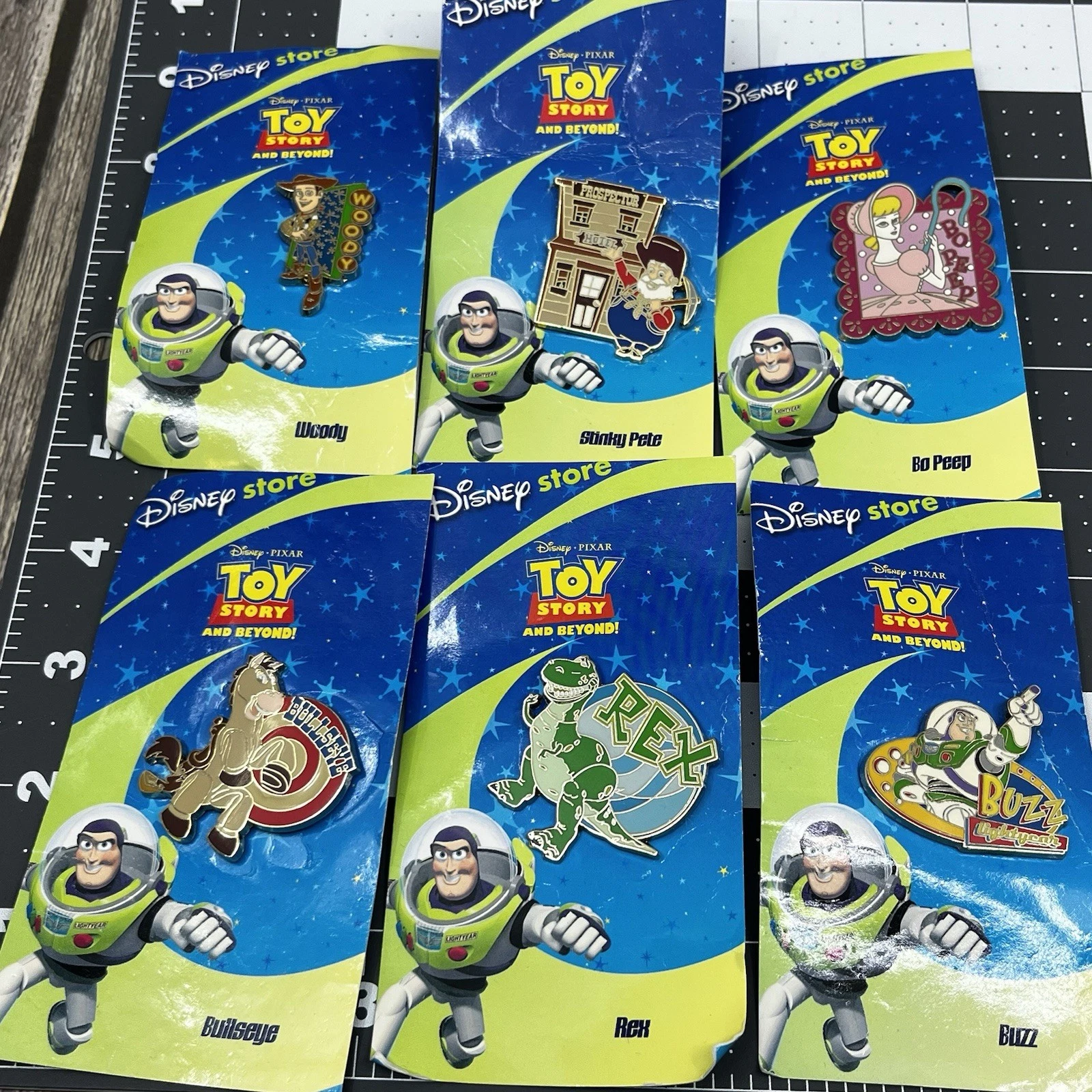 Disney Store Pixar Toy Story Pin Set of 6 Buzz Woody Pete Bullseye Rex Bo Peep