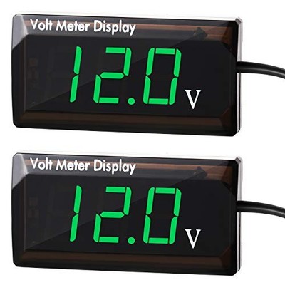 2 Pieces DC 4 to 28V Car Digital Voltmeter 12V Voltage Meter Car Audio Gauge ...