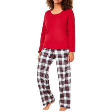 FAMILY PAJAMAS Women's 2-Piece Mix It Stewart Plaid Pajama Set sz M Medium Red