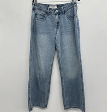 Hollister Women's Low-Rise Baggy Jeans Sz 27 R Blue Light Wash Grunge Y2K