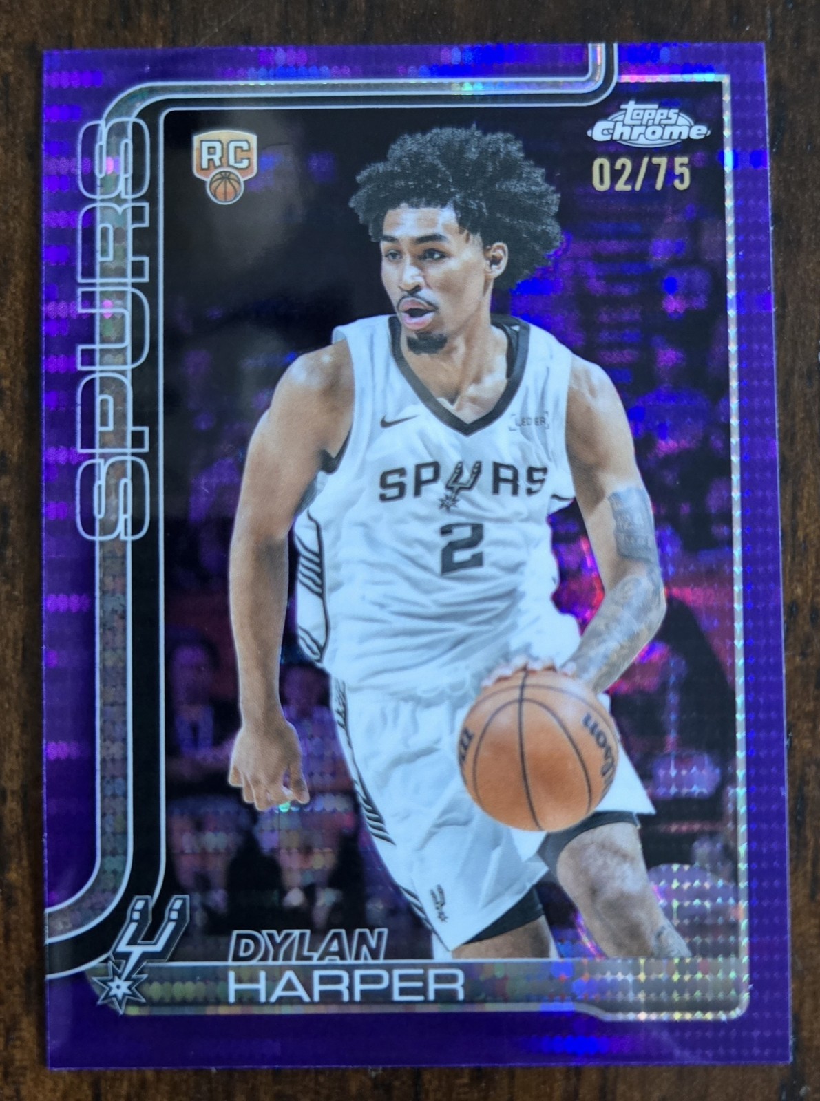 2025-26 Topps Chrome Dylan Harper Purple Pulsar 2/75 JERSEY NUMBER card #252