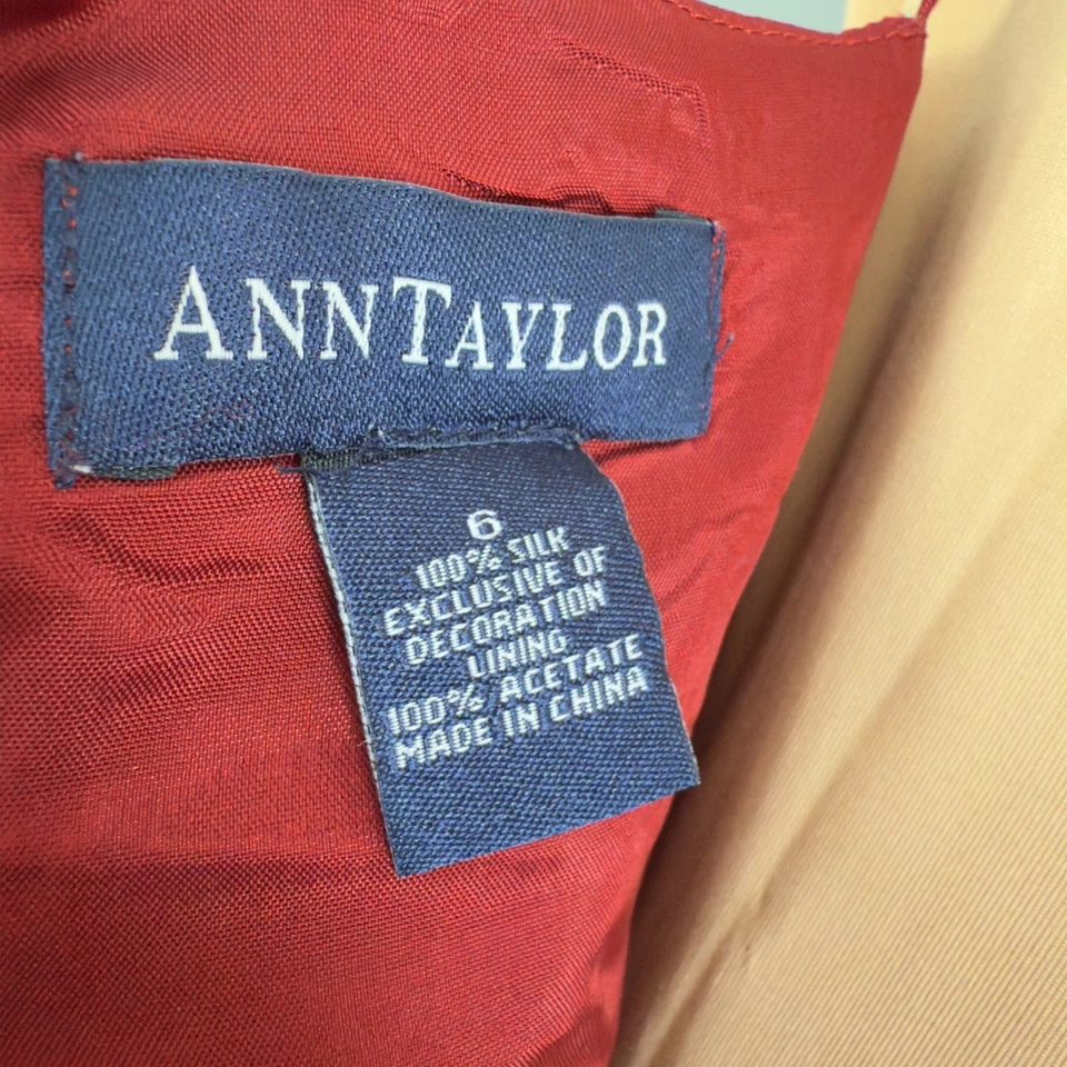 Vintage Ann Taylor silk red embroidered slip dress beaded floral 90s hoco party - Image 3 of 4