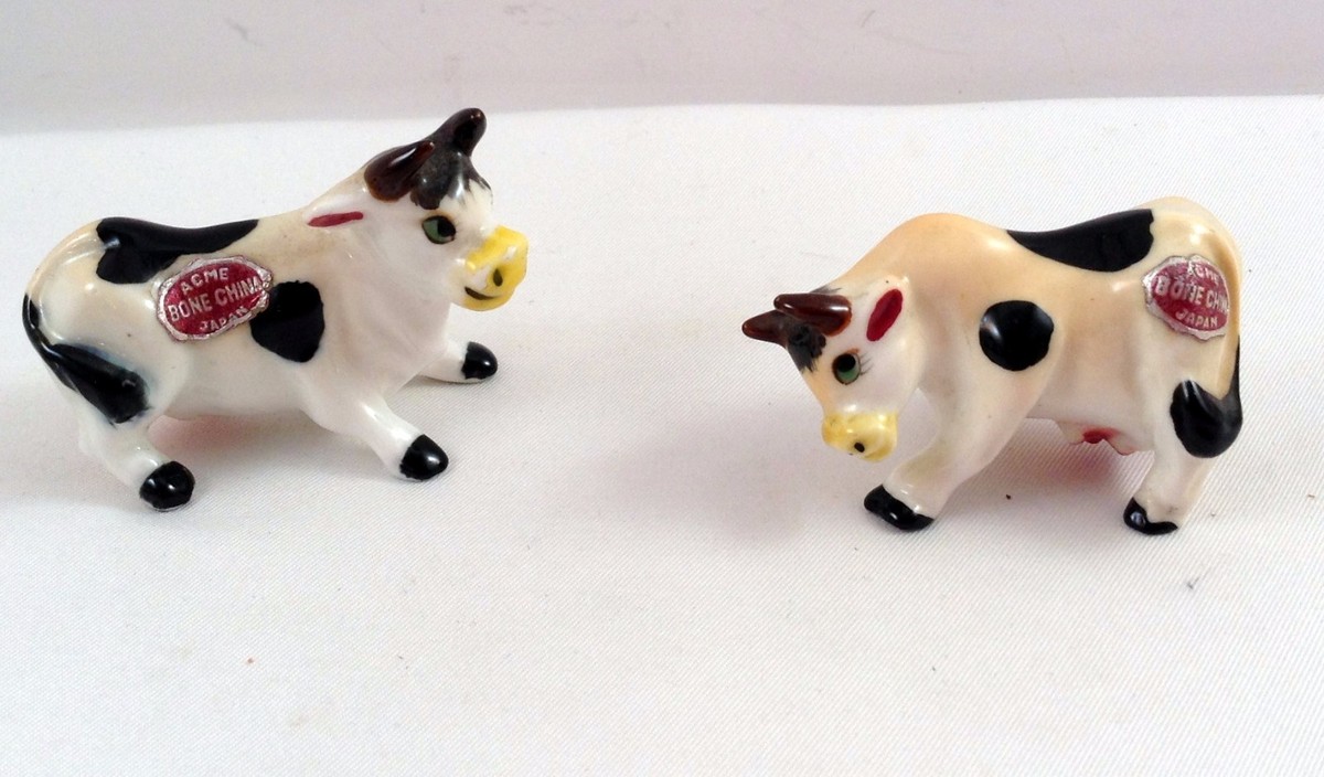 その他 IBM S-30 cow shop ushi-ya Acme China Cows Set of 2 Figurines Japan Silver Red Label