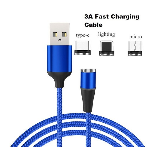 3A Fast Charging Cable, 360 Degrees Rotation, LED, 3 in 1 Magnetic USB Charging - Picture 2 of 56