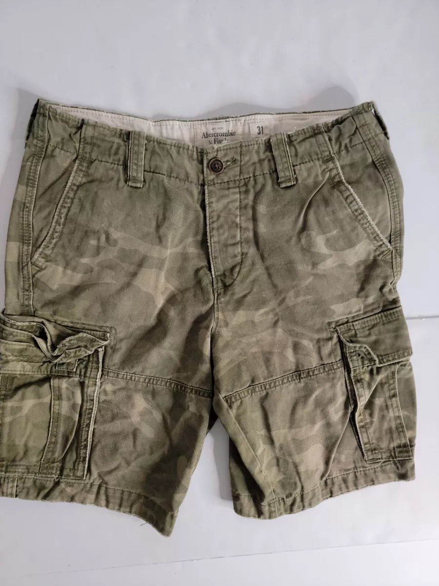 Abercrombie & Fitch Mens Camo Cargo Shorts Sz 31 Green 10