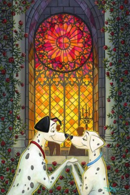 framed canvas art print giclée or poster 101 Dalmatians dogs rose garden