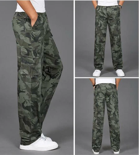 Herren Freizeit Locker Oversize Lange Hose Militär Kampf Cargohose Camouflage - Bild 8 von 18