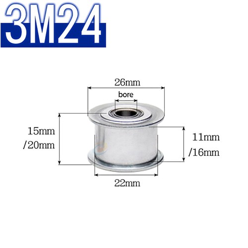 HTD-3M Timing Belt Idler Pulley Smooth Tooth/Toothed Tensioner Pulley Width 16mm - Picture 15 of 32