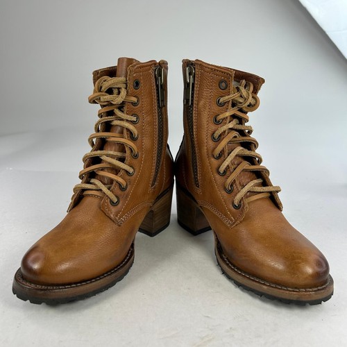 Stivaletti FREEBIRD BY STEVEN Cavalier Cognac in pelle marrone US 5 stringati con zip - Foto 4 di 10