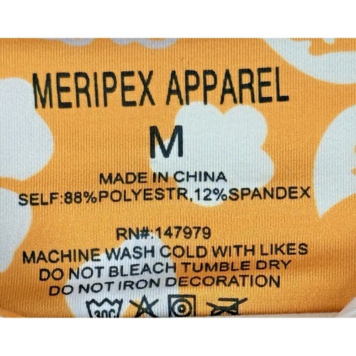 Meripex Apparel Polo Shirt Mens Medium Orange White Floral Hibiscus Golf Sports - Picture 3 of 8