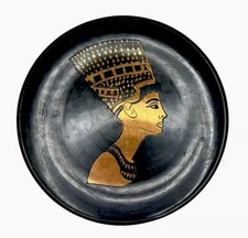 Egyptian Brass Wall Decor Plate Black Queen Nefertiti Handmade Unique Art