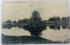 Vintage Stirling New Jersey NJ RPPC Island In Stirling Lake Postcard 1909